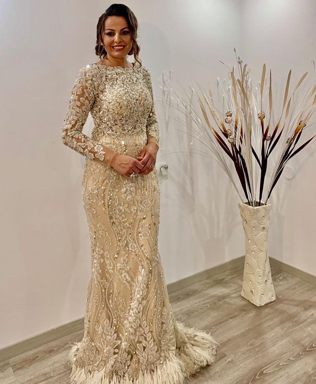 2022 Plus Size Arabic Aso Ebi Mermaid Luxurious Sparkly Prom Dresses Lace Beaded Feather Evening Formal Party Second Reception Gowns Dress ZJ216