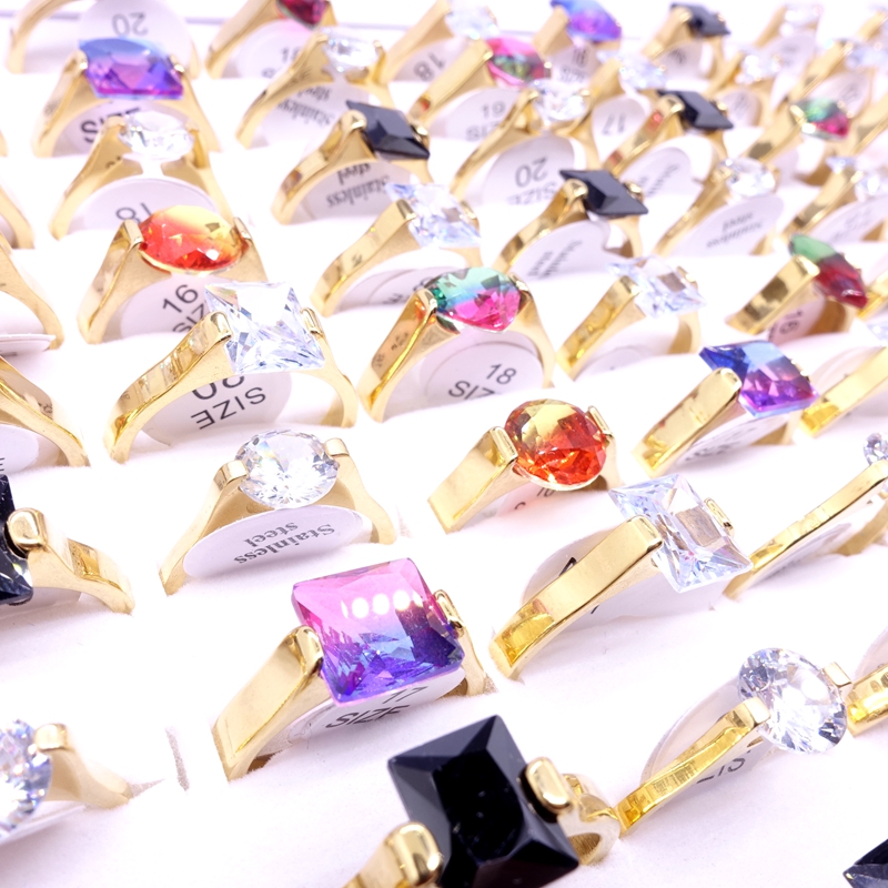 Wholesale 20pcs Mens Womens Band Rings Golden Plated Fashion Pure Black Multicolor Crystal Stone Stainless Steel Jewelry Party Couple Gifts
Wholesale 20pcs Mens Womens Band Rings Golden Plated Fashion Pure Black Multicolor Crystal Stone Stainless Steel Jewelry Party Couple Gifts