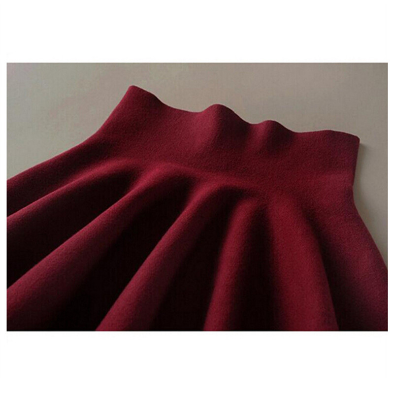 Spring Autumn High Waist Knitted Skirts Women Pleated mini Skirt Casual Elastic Flared Skirt Female midi Short Skirt Woman 210309