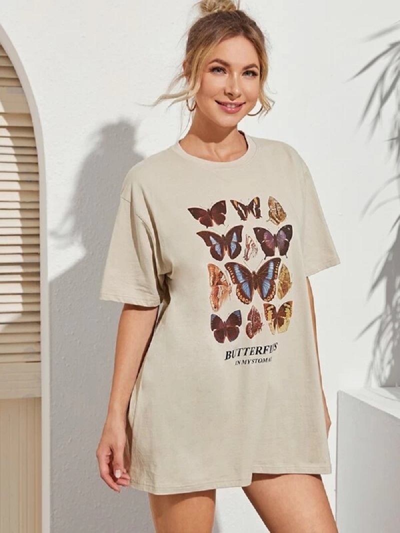New Butterfly in My Stomach Graphic Tee Retro Style Vintage Female Tees Harajuku Hipster Cute Korean Style Women T-Shirt 210306