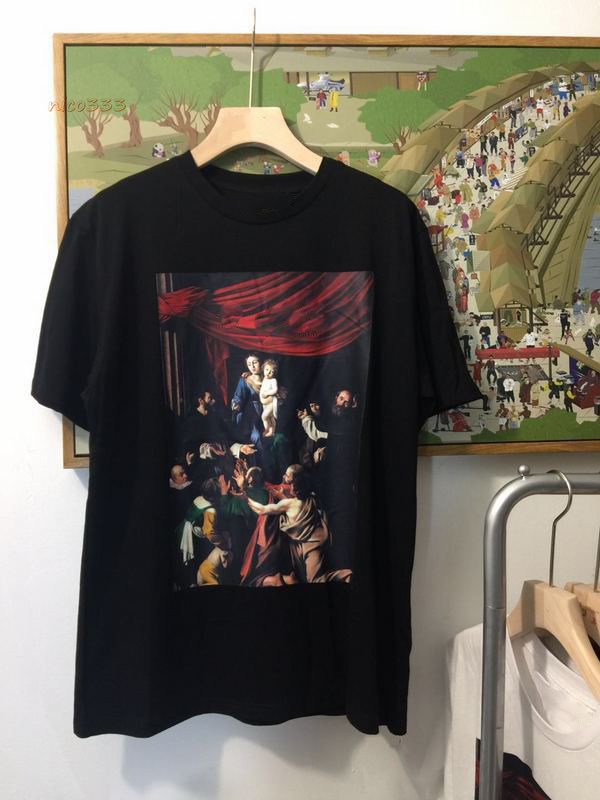 High quality t-shirt tide brand black WHITE religious mission direction printing spot loose men and women round neck short sleeve, White;black