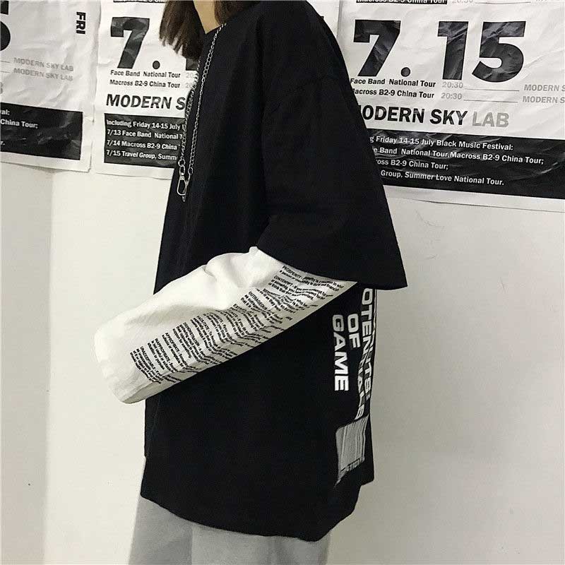 Goth Punk Women's Clothes Tshirt Couple Letter Print Loose Fake Two Vintage Pieces of Long Sleeve Shirt Soft Aesthetic Tops 156u, Black
Goth Punk Women's Clothes Tshirt Couple Letter Print Loose Fake Two Vintage Pieces of Long Sleeve Shirt Soft Aesthetic Tops 156u, Black