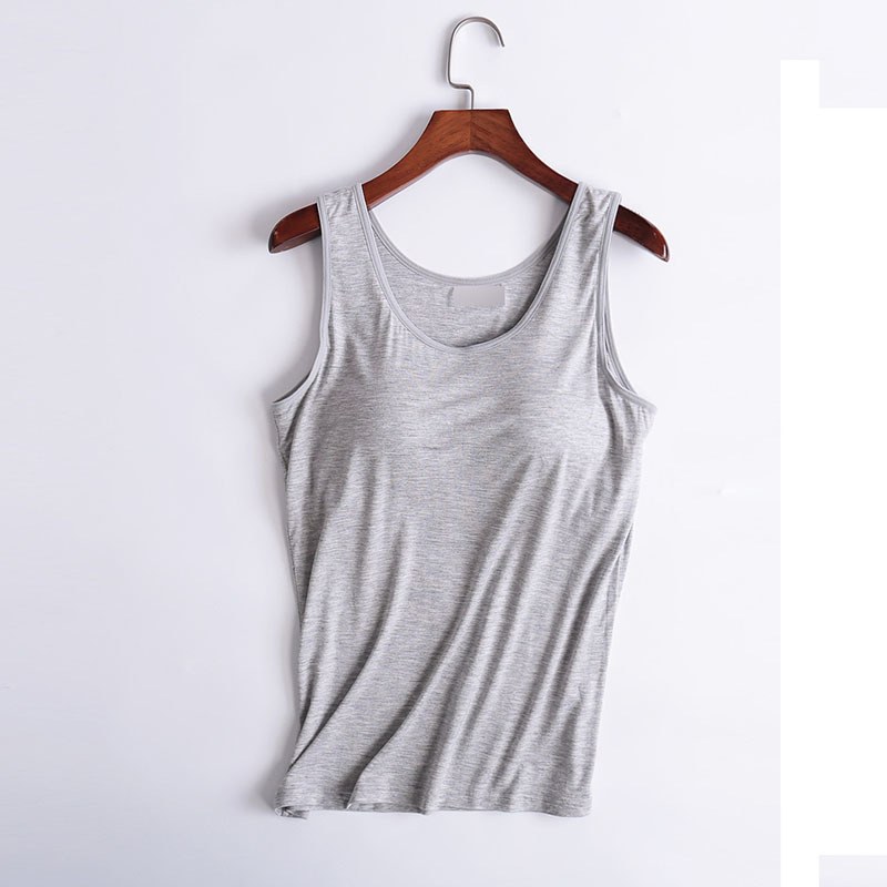 Women's Tank Tops modal Breathable Clothes Fitness Sexy summer Vest Strap Built In Bra Padded Bra Modal Tank Top Camisole 210225