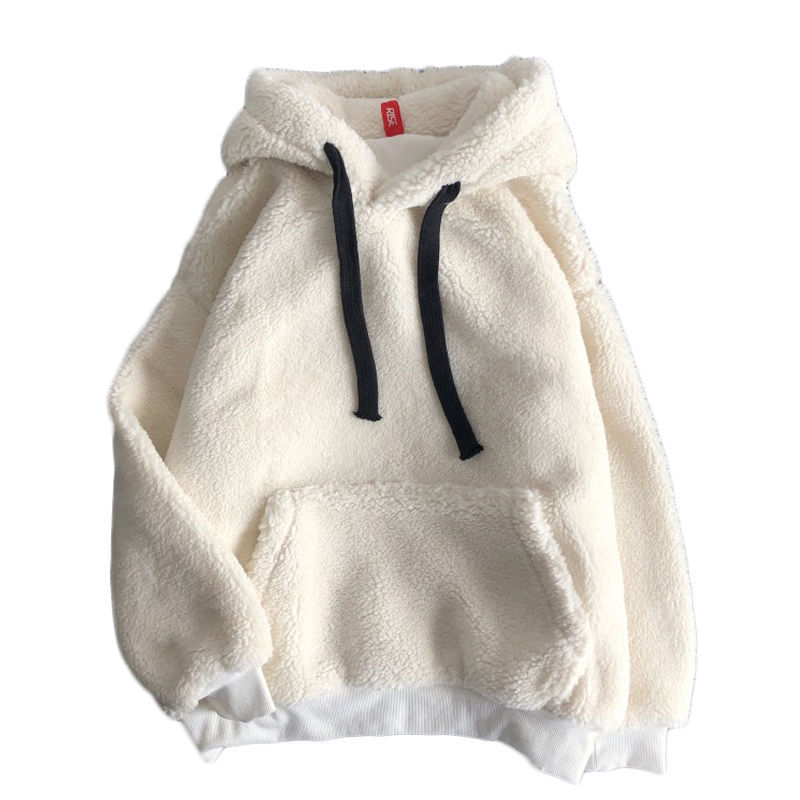 oversize Lamb velvet winter clothes women sweatshirt Korean style plus velvet hooded loose tops long sleeve harajuku hoodie 201102