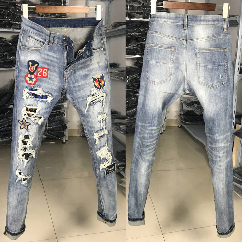 2021 New Fashion Streetwear Men Jeans Retro Blue Elastic Slim Fit Destroyed Ripped Denim Pencil Pants High Quality Hip Hop Trousers Homme 88, Light blue
2021 New Fashion Streetwear Men Jeans Retro Blue Elastic Slim Fit Destroyed Ripped Denim Pencil Pants High Quality Hip Hop Trousers Homme 88, Light blue