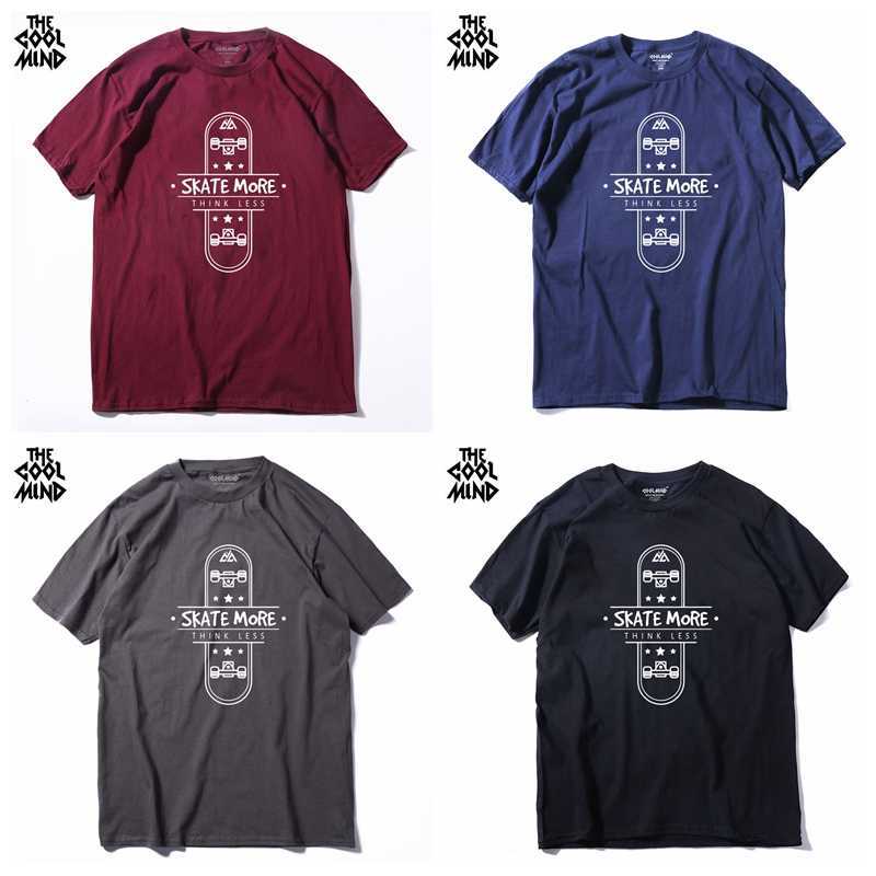COOLMIND SK0113A 100% cotton summer skateboard print men tshirt casual skate cool T shirt loose o-neck T-shirt tee shirts pthd 210629