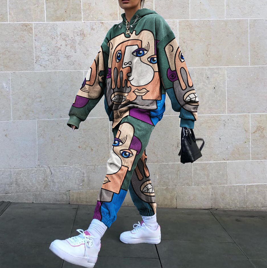 2021 Face Graffiti Hip Hop Sweatshirt Pant Thin Suit Women Two Piece Set Casual Street Tracksuit Fashion Girls Loose Plus Size Zrjx, Beige
2021 Face Graffiti Hip Hop Sweatshirt Pant Thin Suit Women Two Piece Set Casual Street Tracksuit Fashion Girls Loose Plus Size Zrjx, Beige