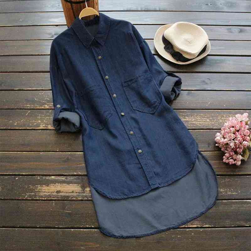 Plus Size S-5xl Jean Women Blouses Autumn Solid Long Style Women Tops Turn-down Collar Long Sleeve Shirts Blouse, White
Plus Size S-5xl Jean Women Blouses Autumn Solid Long Style Women Tops Turn-down Collar Long Sleeve Shirts Blouse, White