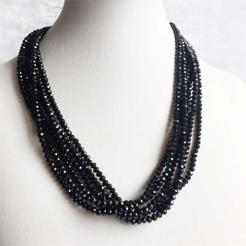 Chains 3*4MM Faceted Black Agate Necklace Vintage Natural Stone Jewelry Noble Elegant Exquisite Beaded Chain Choker Collier, Silver
Chains 3*4MM Faceted Black Agate Necklace Vintage Natural Stone Jewelry Noble Elegant Exquisite Beaded Chain Choker Collier, Silver