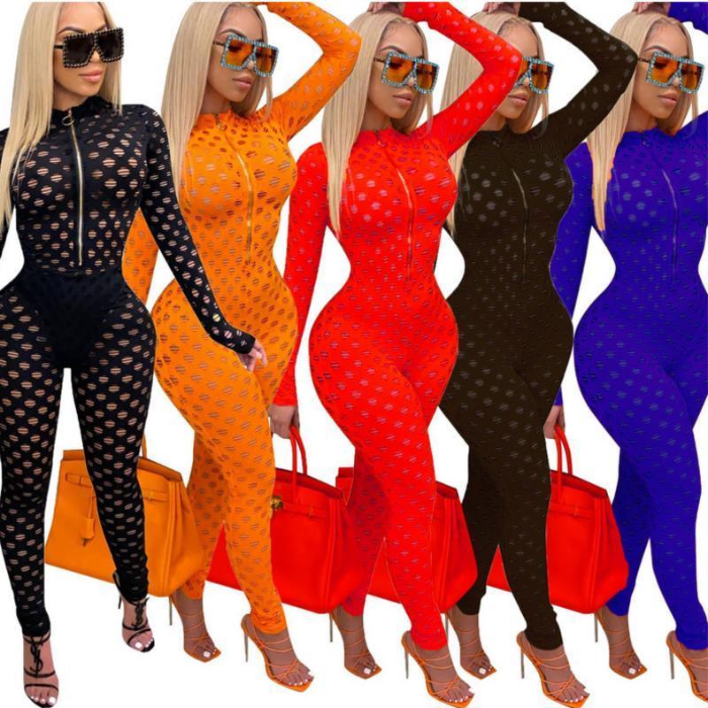 Women Jumpsuit Hole Fashion Sexy Hollow Perspective Slim Fit Zipper Mesh Rompers Ladies Casual Long Sleeve Trousers Bodysuit New 836, White
Women Jumpsuit Hole Fashion Sexy Hollow Perspective Slim Fit Zipper Mesh Rompers Ladies Casual Long Sleeve Trousers Bodysuit New 836, White