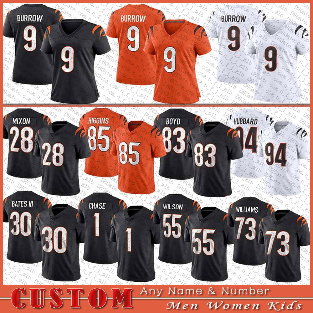 9 Joe Burrow 28 Mixon Custom Men Women Kid Football jersey 1 JaMarr Chase 30 Jessie Bates 85 Tee Higgins 94 Sam Hubbard 83 Tyler Boyd CincinnatiBengalsAuden Tate, Shown
9 Joe Burrow 28 Mixon Custom Men Women Kid Football jersey 1 JaMarr Chase 30 Jessie Bates 85 Tee Higgins 94 Sam Hubbard 83 Tyler Boyd CincinnatiBengalsAuden Tate, Shown