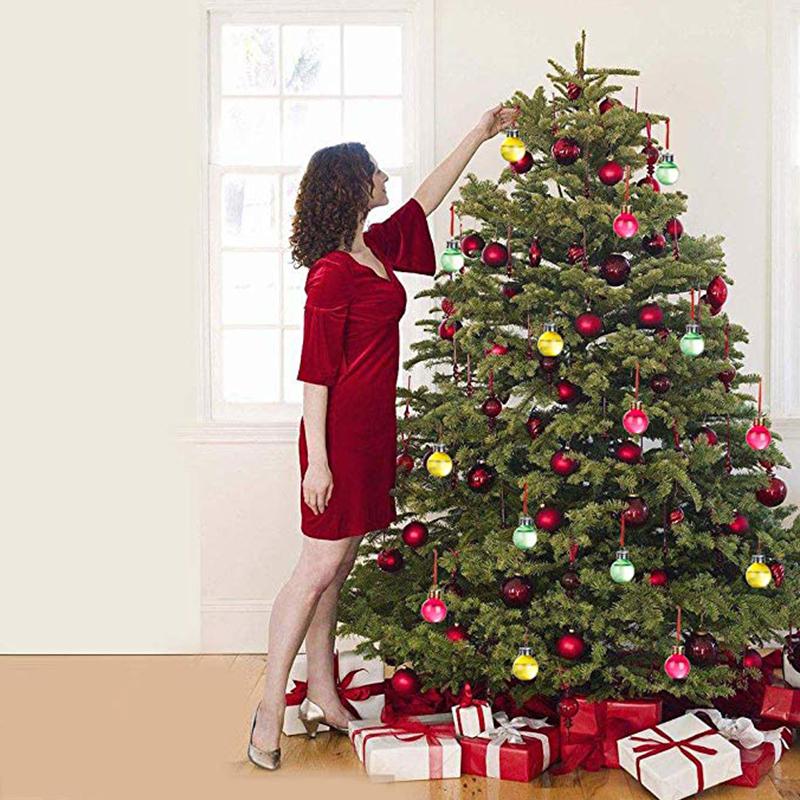 12pcs Christmas Tree Ball Decorations Plastic Bottle 5cm Ball Bauble Hanging Ornament Christmas Party Wedding Cosmetic Pack