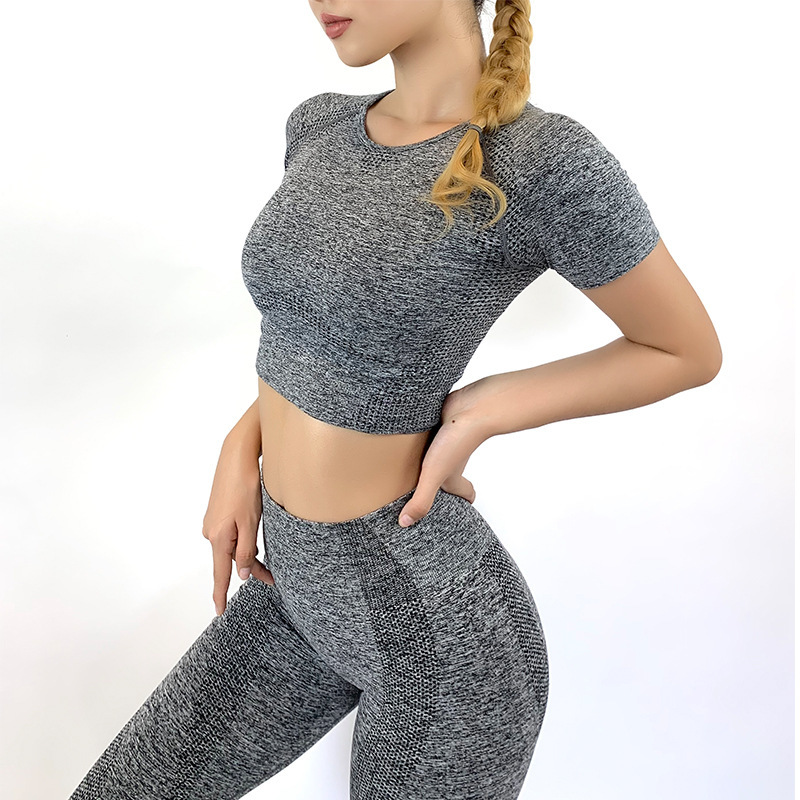 tracksuits sport suit ins style little yoga set female seamless short sleeve pants high waist running fitness, Gray
tracksuits sport suit ins style little yoga set female seamless short sleeve pants high waist running fitness, Gray