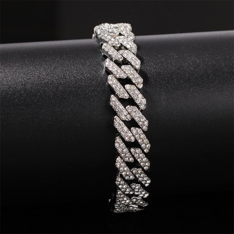 2021 Top Sell 12mm Wedding Pendant Sparkling Hip Hop 18K White Gold Fill Full Crystal Vintage Jewelry Women Link Chain Cross Cuba Necklace For Lover G
