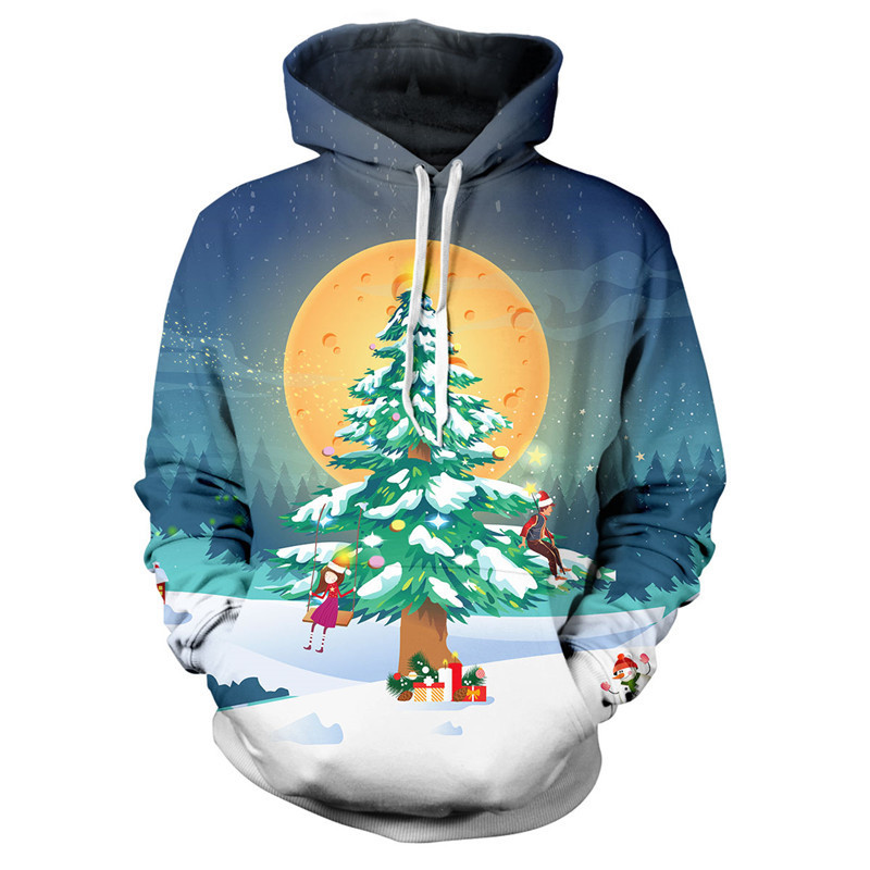 Sweatshirts MenWomen Santa Claus Printing Tops With A Hood Hoodies Long Sleeve Casual Hooded Pullover Clothes Sweatshirt 201020