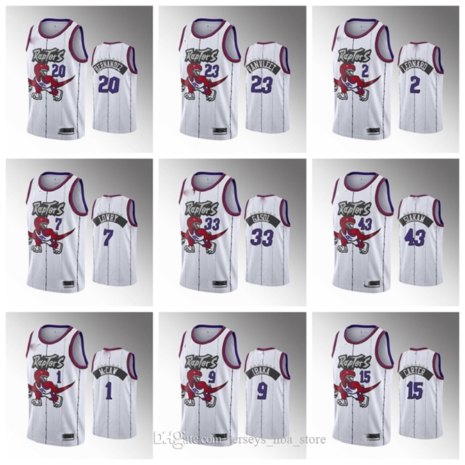Toronto \ Rrapheptors \ RMEN Pascal Siakam White 2019-20 Jersey Fred vanvleet og Anunoby Kyle Lowry Serge Ibaka Norman Powell Johnson