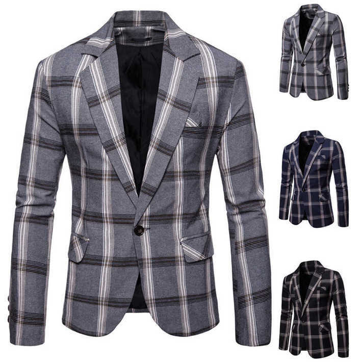 Mens Classic Plaid Blazer Slim Fit Blazer Slim Masculino Business Work Male Stylish Formal Suit Coat Autumn Casual Blazers_yw, Navy blue
Mens Classic Plaid Blazer Slim Fit Blazer Slim Masculino Business Work Male Stylish Formal Suit Coat Autumn Casual Blazers_yw, Navy blue