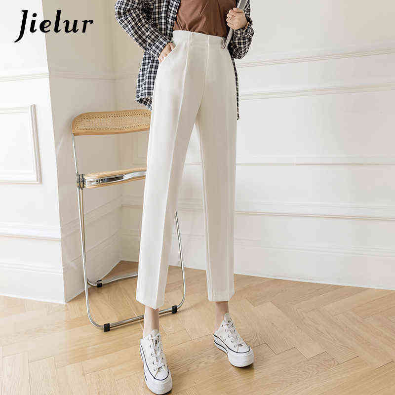 Jielur Fashion Female Pants Spring Straight Black White Khaki Trousers Suits Formal Casual SXL Women's Harajuku 211124Z