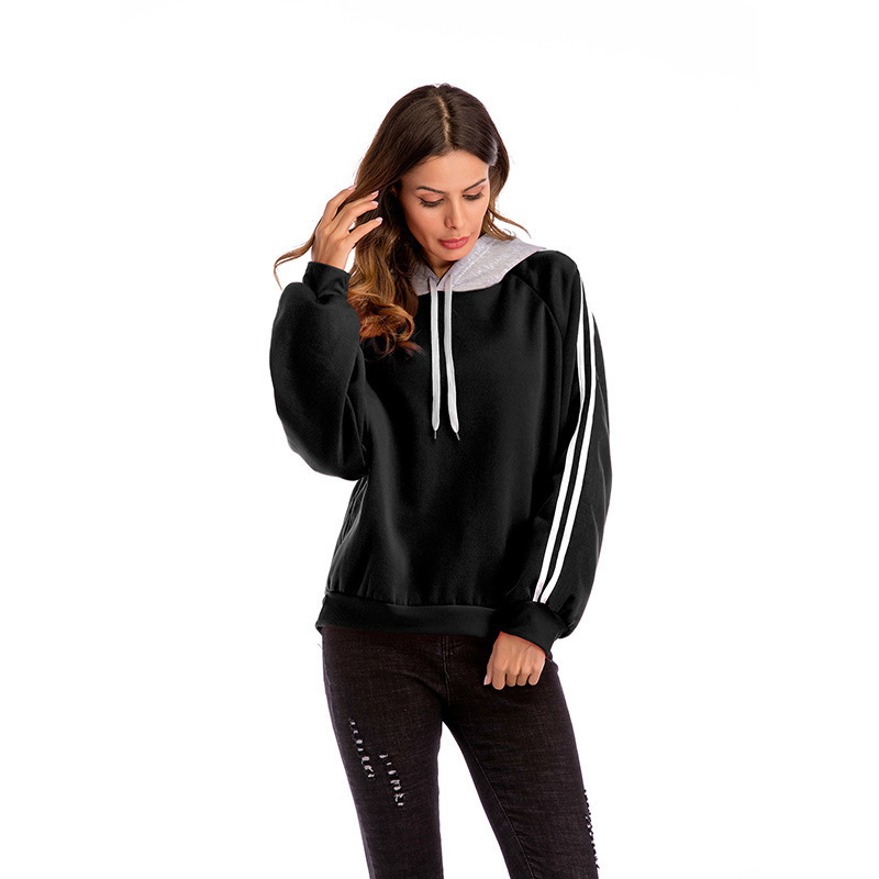 autumn and glay winter women s sweater colorblock hooded loose long sleeved shirt RED LJ201103