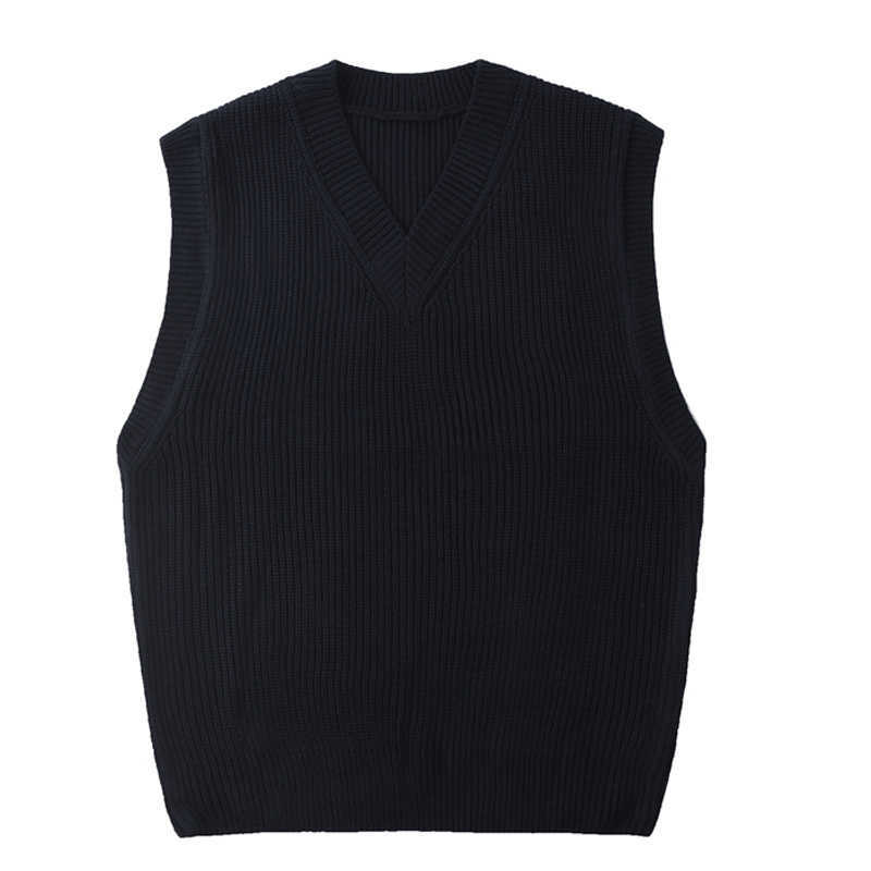 LEGIBLE Autumn winter Sleeveless Sweater Women Solid Color V Neck Knitted Vest female Jumpers Pull Femme Sweaters 210819