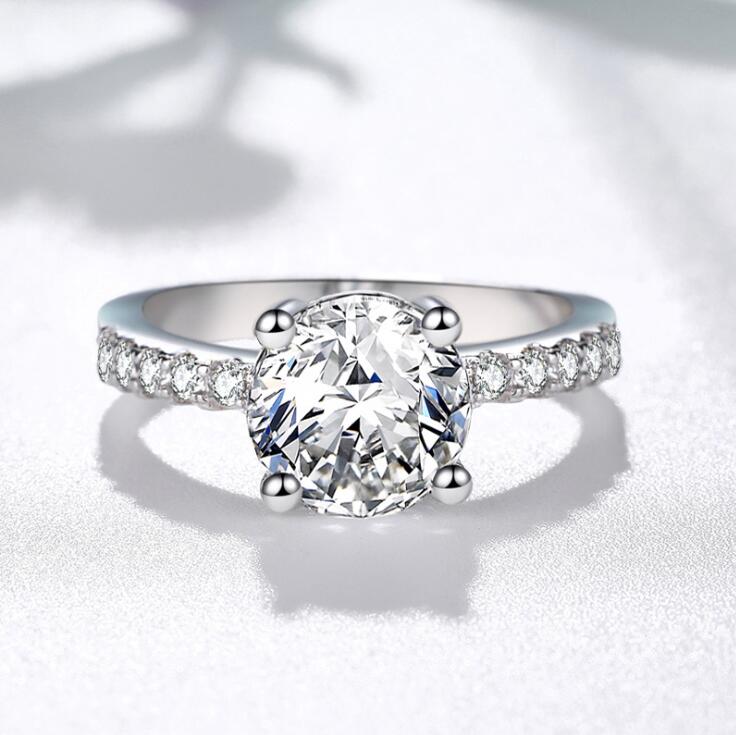 Sterg Sier Round Cut White Topaz CZ Eternity Ring for Women dh910320090