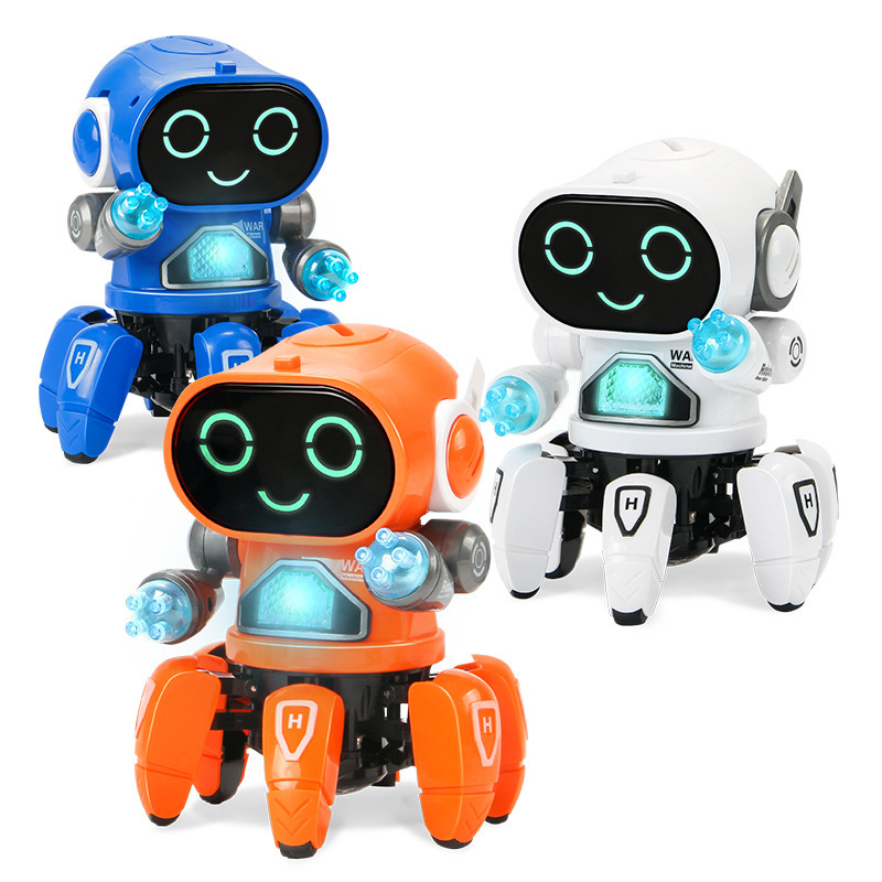Electronics RobotsDance Music 6 Claws Robot Octopus Spider Robots Vehicle Birthday Gift Toys For Children Kids Early Education B