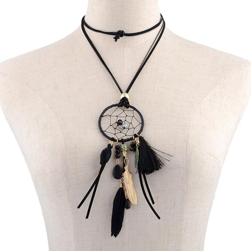 Vintage Dreamcatcher Handmade Dream Catcher Leather Necklace Bead Tassel Leaves Pendant necklace Gift For Girlfriend Fashion, Silver
Vintage Dreamcatcher Handmade Dream Catcher Leather Necklace Bead Tassel Leaves Pendant necklace Gift For Girlfriend Fashion, Silver