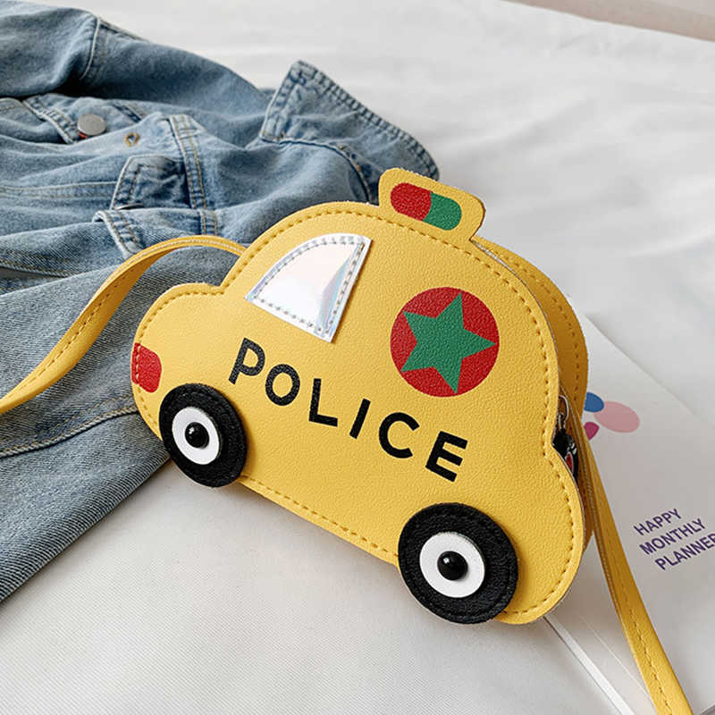 Cartoon Car Style Messenger Bag PU Leather Children Mini Wallet Children's Coin Purse Kids Accessory Bag Waist Packs With Zipper 211025