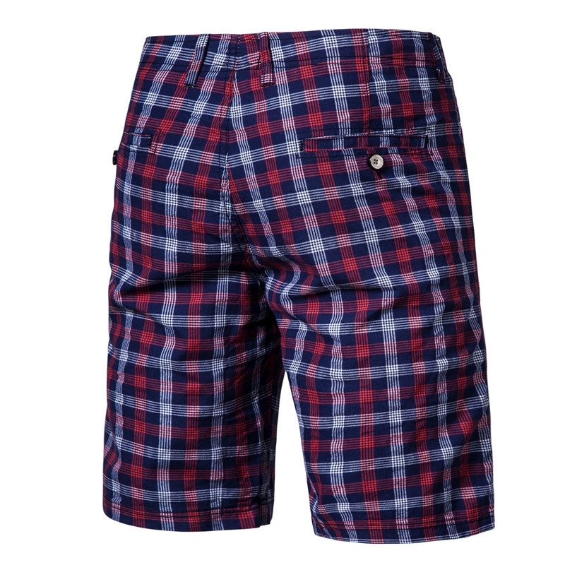 New Summer Plaid Shorts Men 100% Cotton High Quality Fitness Men Short Pants Casual Social Style Knee Length Male Shorts T200718