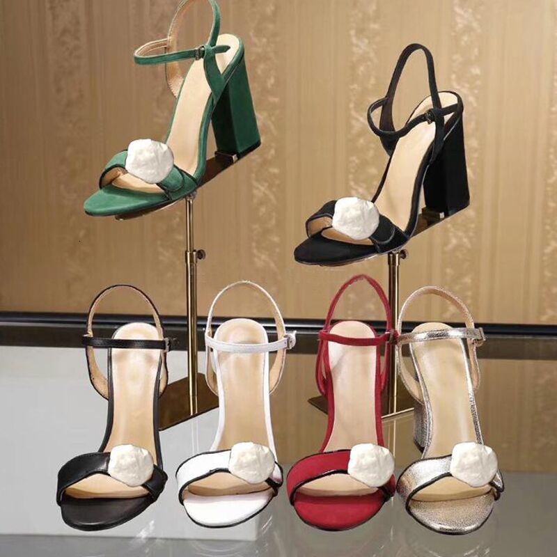 Classic heeled Coarse heel leather Suede woman shoes Metal parties 10cm High heels Belt buckle Sexy Lady sandals 35-42 от DHgate WW