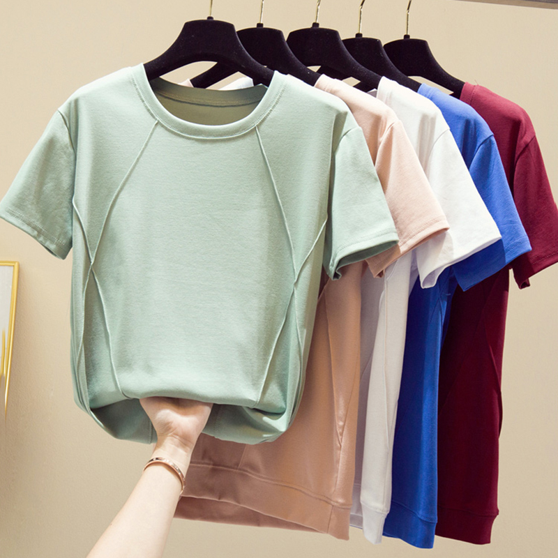 Cotton T Shirts Summer Harajuku Female Women Tops Tee Shirt Loose Fit Basic TShirt Ladies Short Sleeve Undershirt HH09 T200617