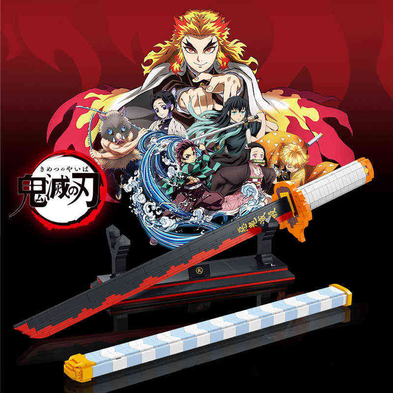 790pcs Demon Slayer Nichirin Sword Building Blocks Rengoku Kyoujurou Blade Katana Anime Knife Weapon Bricks Toys For Boy Gifts AA220303
790pcs Demon Slayer Nichirin Sword Building Blocks Rengoku Kyoujurou Blade Katana Anime Knife Weapon Bricks Toys For Boy Gifts AA220303