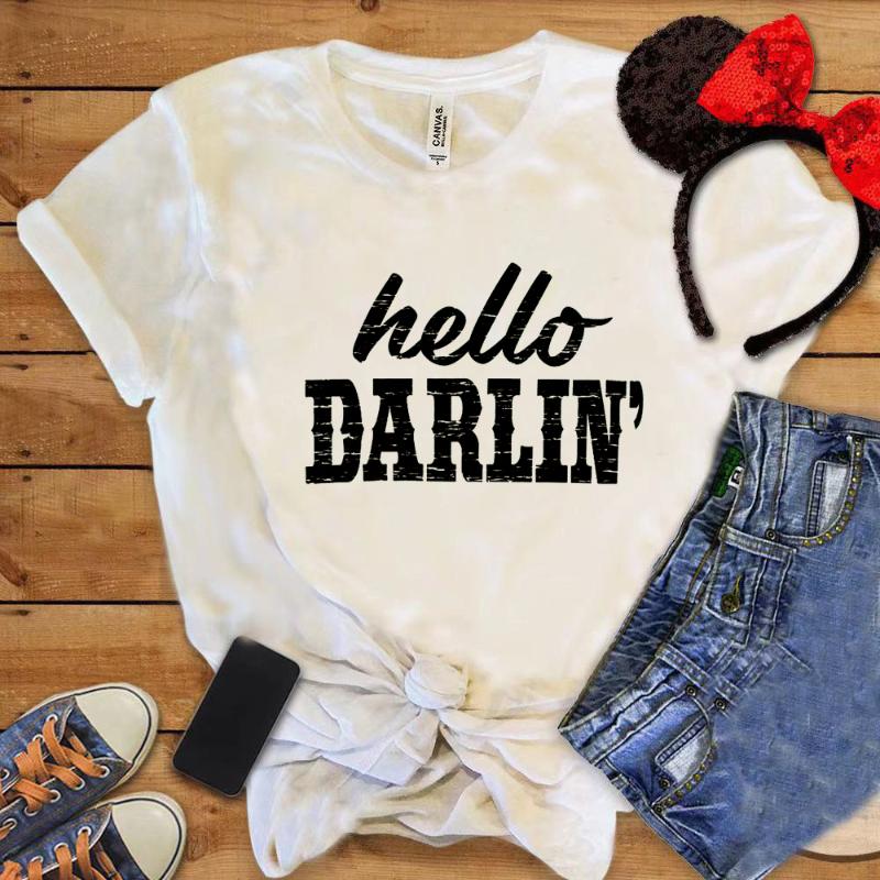 Women' T-Shirt Hello DARLIN' Shirt Women Casual Letter Printing Womens Western Country Music Vintage Comfort Tee Unisex Loose Tops, Black
Women' T-Shirt Hello DARLIN' Shirt Women Casual Letter Printing Womens Western Country Music Vintage Comfort Tee Unisex Loose Tops, Black