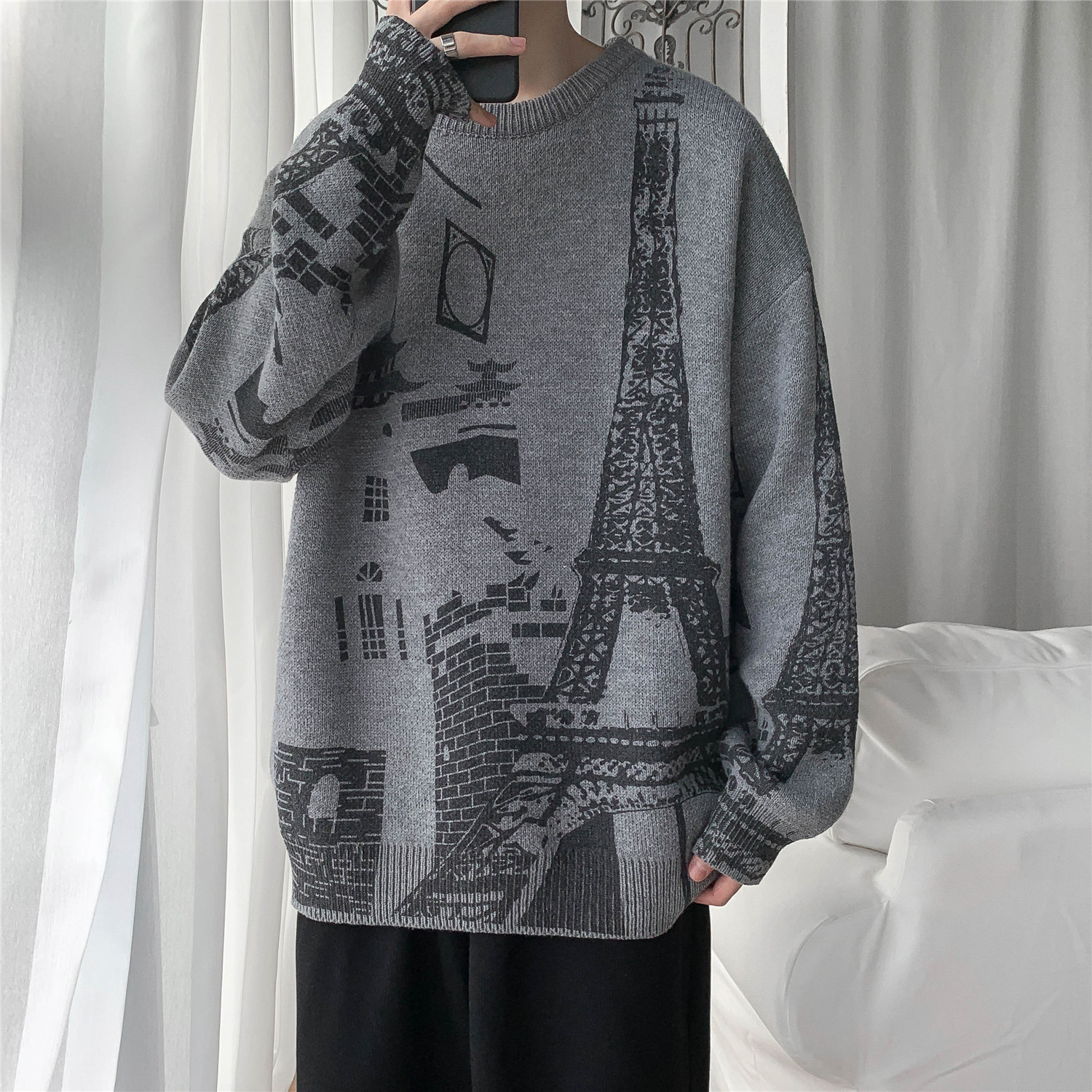 New Preto/branco/cinza Outono Inverno Moda Impresso De Malha Camisolas Roupas Masculinas 2021 O-pescoo Solto Pullovers Casuais Plus Size 5xl, White
New Preto/branco/cinza Outono Inverno Moda Impresso De Malha Camisolas Roupas Masculinas 2021 O-pescoo Solto Pullovers Casuais Plus Size 5xl, White