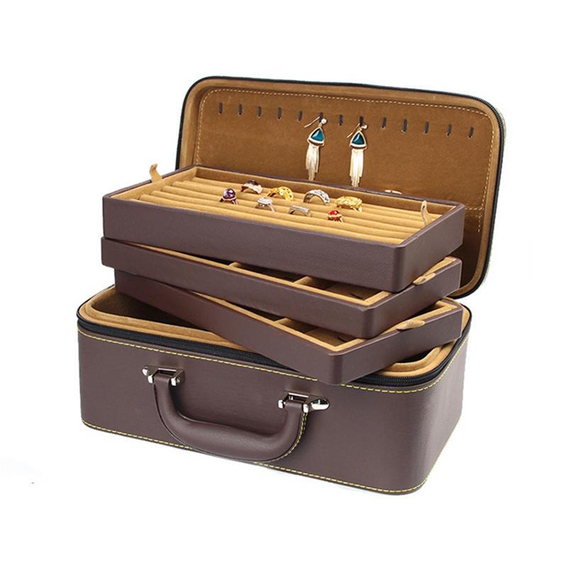 Jewelry Pouches, Bags 3 Layers Large Capacity Leather Storage Case Earrings Ring Necklace Pendant Jewellery Display Tray Box With Handle, Pink;blue
Jewelry Pouches, Bags 3 Layers Large Capacity Leather Storage Case Earrings Ring Necklace Pendant Jewellery Display Tray Box With Handle, Pink;blue