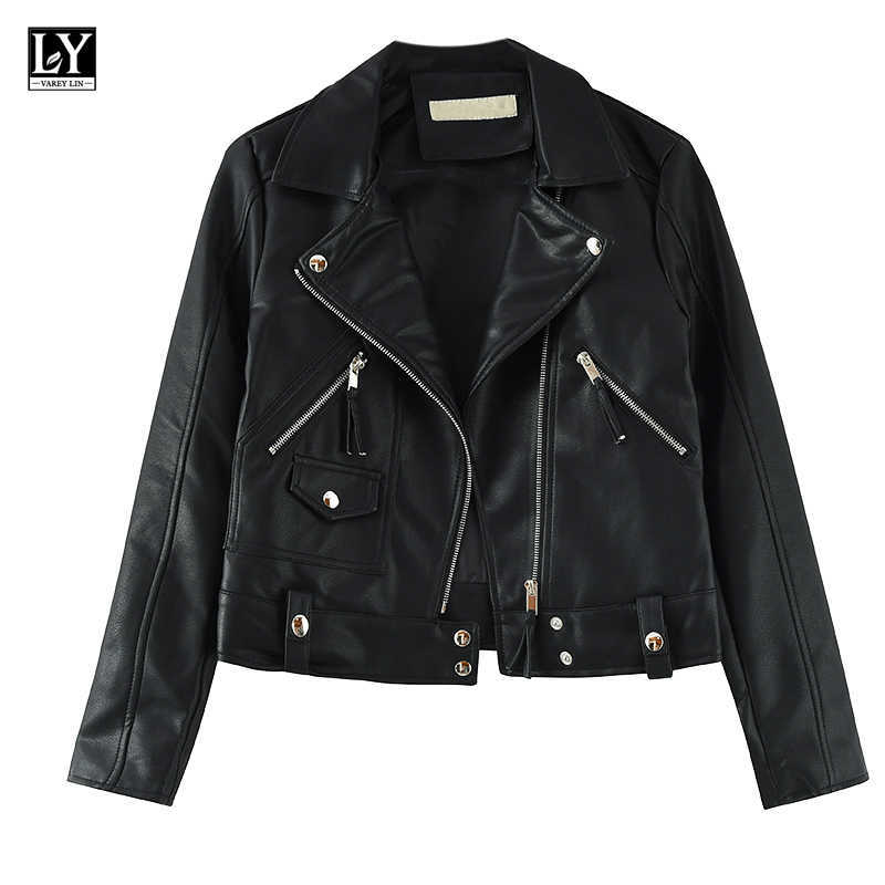 LY VAREY LIN Autumn Women Casual Faux Leather Jackets Turn Down Collar Zippers Rivet Biker Coats Slim Black Streetwear 210526
LY VAREY LIN Autumn Women Casual Faux Leather Jackets Turn Down Collar Zippers Rivet Biker Coats Slim Black Streetwear 210526