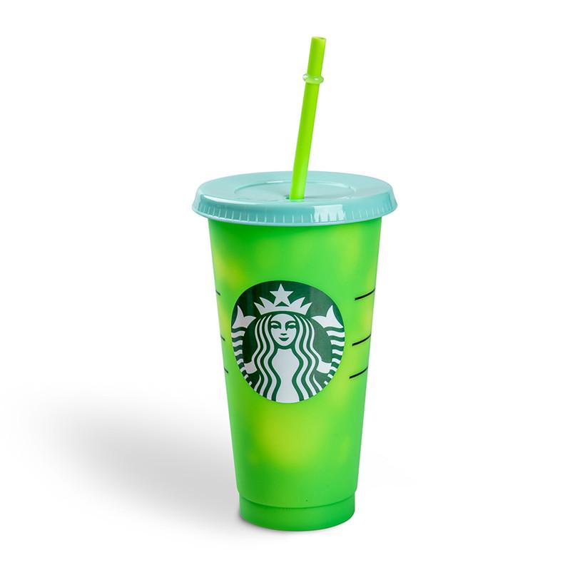 24OZ Color Change Tumblers Plastic Drinking Juice Cup With Lip And Straw Magic Coffee Mug Costom Starbucks color changing plastic cup fy4460