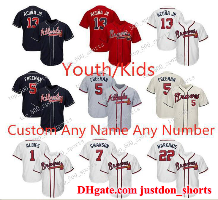 Youth Kids Ronald Acuna Jr. Austin Riley 27 Ozzie Albies Jersey Freddie Freeman Dansby Swanson Chipper Jones Custom Name Shirts, Blue;black
Youth Kids Ronald Acuna Jr. Austin Riley 27 Ozzie Albies Jersey Freddie Freeman Dansby Swanson Chipper Jones Custom Name Shirts, Blue;black