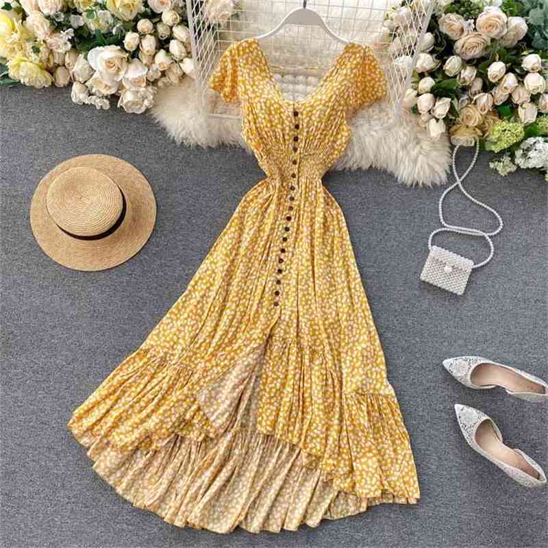 Floral Dress Women Summer Sexy V-Neck Short Sleeve Buttons Backless Slim Back Long Ruffles Holiday Beach Party 210603, Black
Floral Dress Women Summer Sexy V-Neck Short Sleeve Buttons Backless Slim Back Long Ruffles Holiday Beach Party 210603, Black