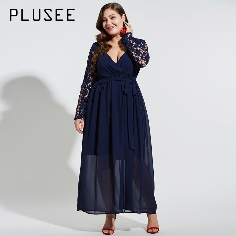 Casual Dresses Navy Blue Sexy Deep V Empire Long Chiffon Dress Plus Size 4XL Lace Sleeve Self Belted Pleated Hollow Out Party Maxi
Casual Dresses Navy Blue Sexy Deep V Empire Long Chiffon Dress Plus Size 4XL Lace Sleeve Self Belted Pleated Hollow Out Party Maxi