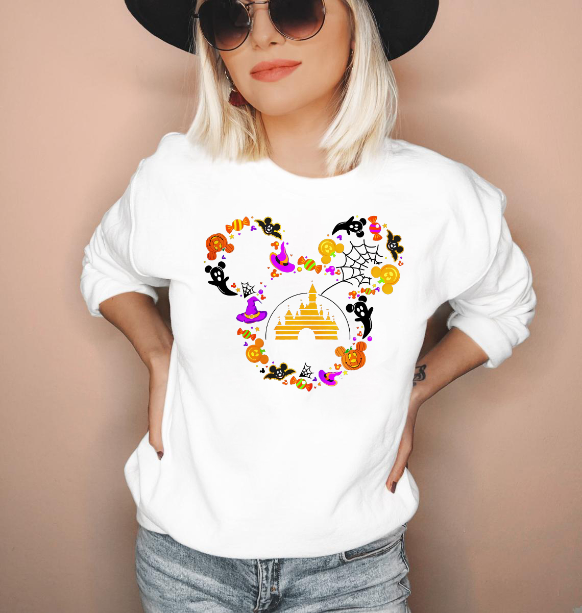 Halloween Sweatshirt Cute Mouse Micky Spooky Halloween Pullovers Boobie Pumpkin Graphic Jumpers Women Harajuku Hoodie 201217
