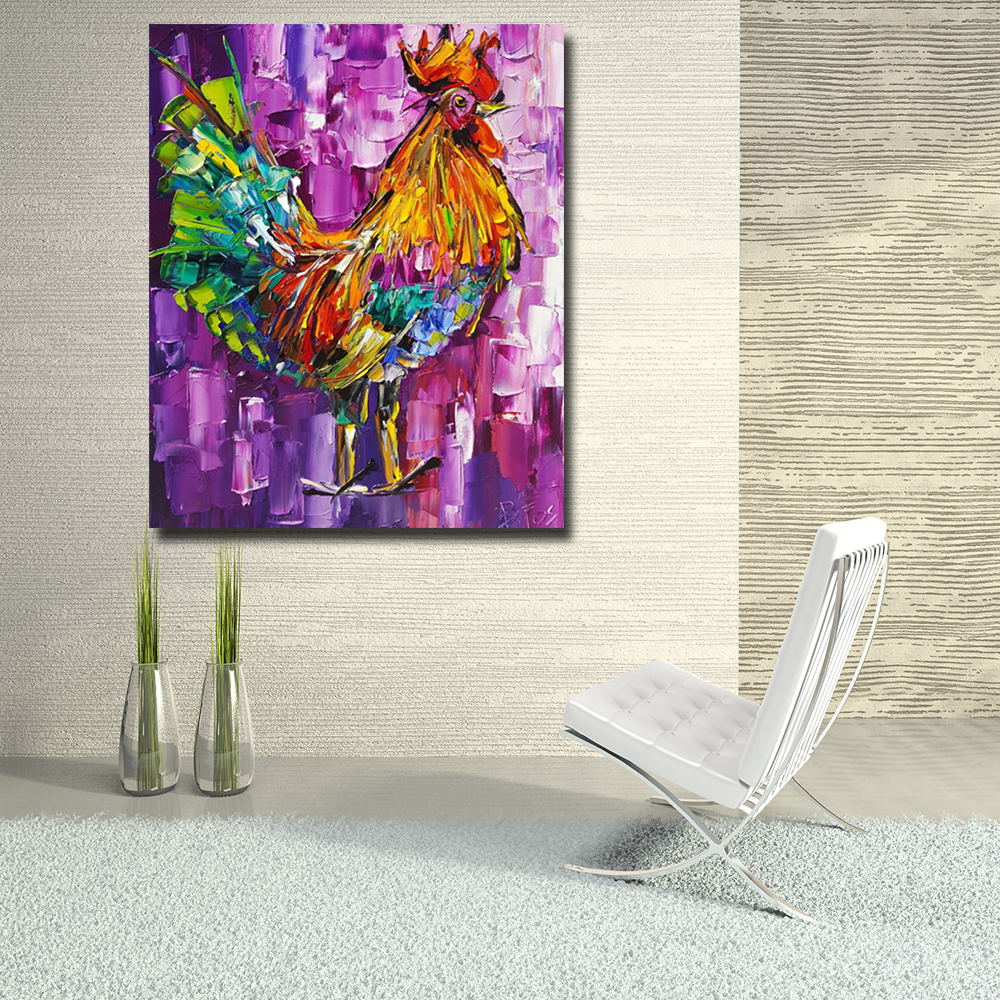 Abstract Animal Painting Chicken Impression Painting Wall Pictures For Living Room Home Decor Canvas Art No Frame