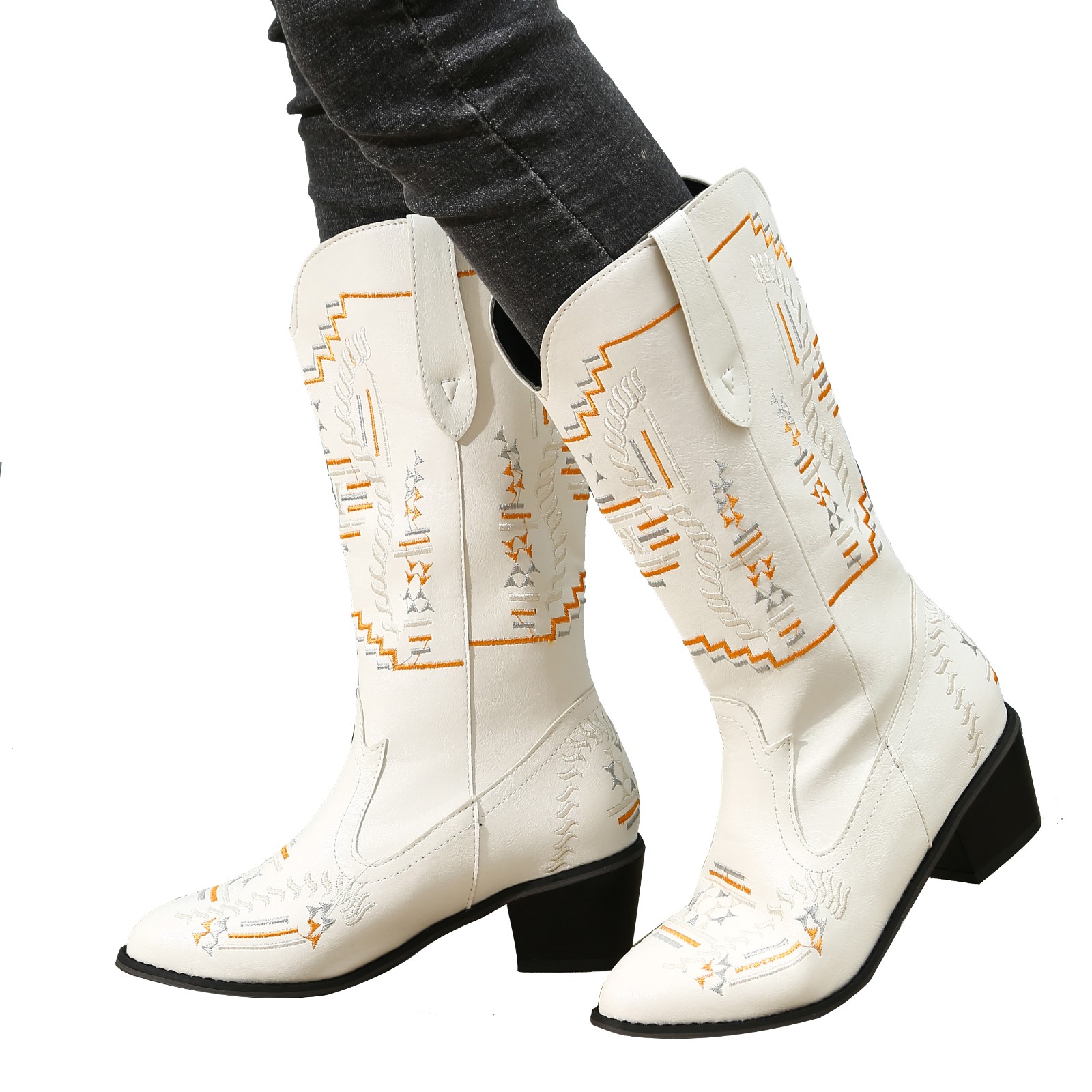 Genuine Leather Cowgirl Boots Chunky Botas Mujer Brand Designer Cowboy Boots Embroider Casual Shoes Cossack Retro Botas Mujer, Khaki
Genuine Leather Cowgirl Boots Chunky Botas Mujer Brand Designer Cowboy Boots Embroider Casual Shoes Cossack Retro Botas Mujer, Khaki