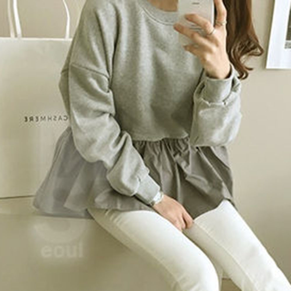 Women's Sweatshirts Japanese Harajuku Loose Casual Kawaii Ruffle Sweatshirt Female Korean Cute Clothing Autumn Winter Hoodie 201028