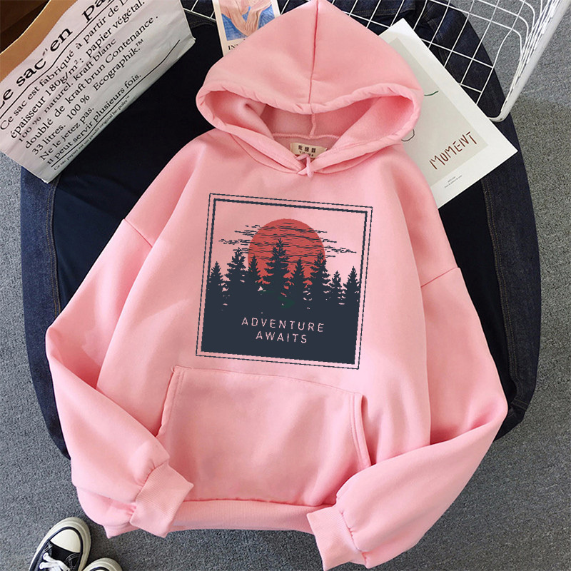 pink oversized Print Sweatshirt Hoodies for Women's tops harajuku clothes Hoody Kawaii Full Sleeve Women korean style Hoodies 201102