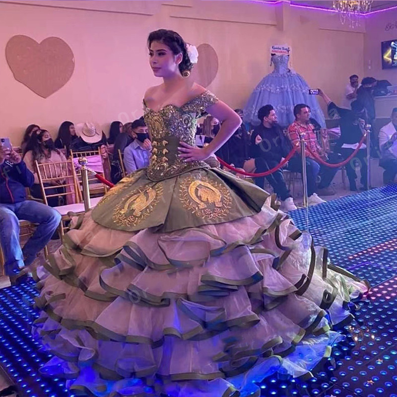 Vestido Mexicano Quinceanera Dresses Off Shoulder Lace Applique Sweet 16 Corset Dress 2021 vestidos de XV años Ball Prom Gowns