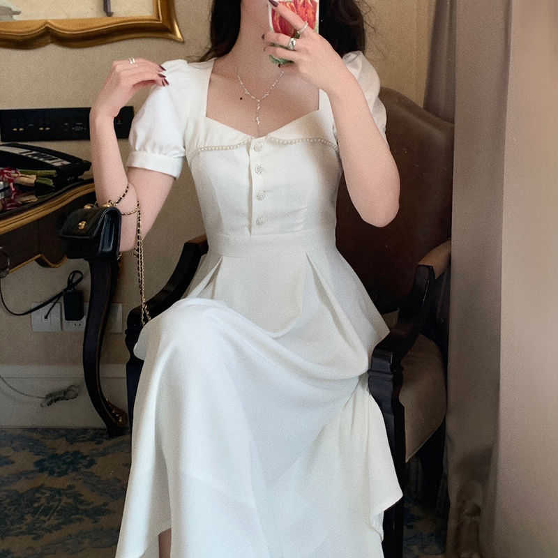 French Vintage Dres Solid Elegant Slim Design Midi Hepburn Style Office Lady Casual Party Korean Summer 210604, White
French Vintage Dres Solid Elegant Slim Design Midi Hepburn Style Office Lady Casual Party Korean Summer 210604, White
