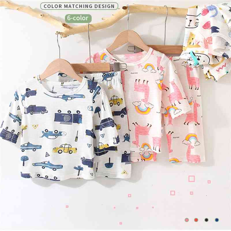 Summer 2 3 4 6 8 10 Years Cartoon Animal Car Print Cotton Short Sleeve T-Shirt Sleepwear Pajama Sets For Baby Kids Boy Girl 210701
Summer 2 3 4 6 8 10 Years Cartoon Animal Car Print Cotton Short Sleeve T-Shirt Sleepwear Pajama Sets For Baby Kids Boy Girl 210701