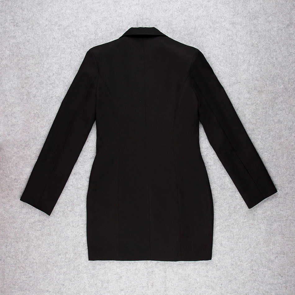 Summer Ladies Mini Black Blazer Dress V-neck Button Sexy Long Sleeve Tights Jacket Celebrity Club Party 210525