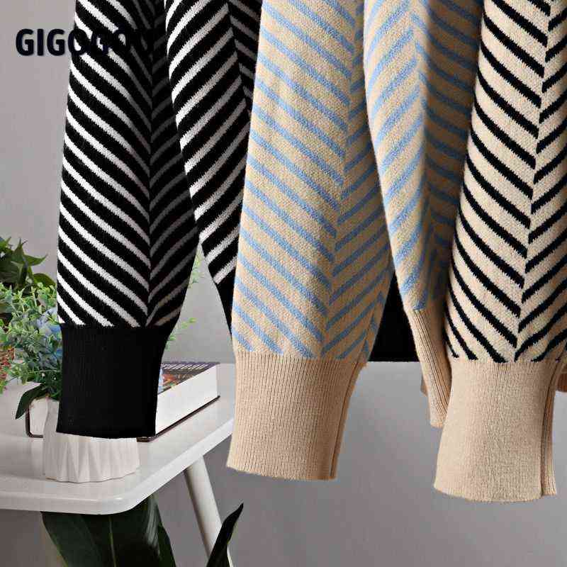 GIGOGOU Single Breasted V Neck Women Button Black Christmas Tree Cardigan Sweater Knitted Loose Oversized Jumper Top Jacket Coat 211109